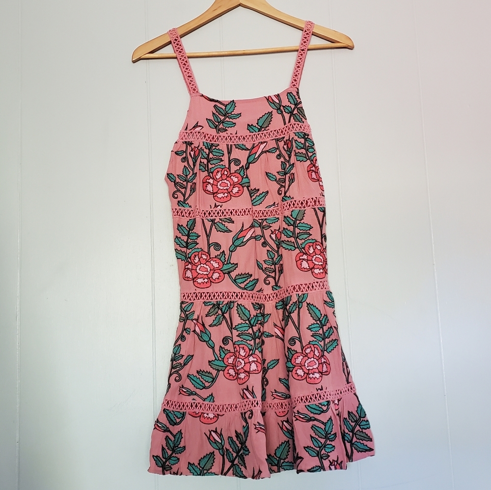 For Love and Lemons Rosali Tank Dress Pink Floral Cutout Sleeveless Dress